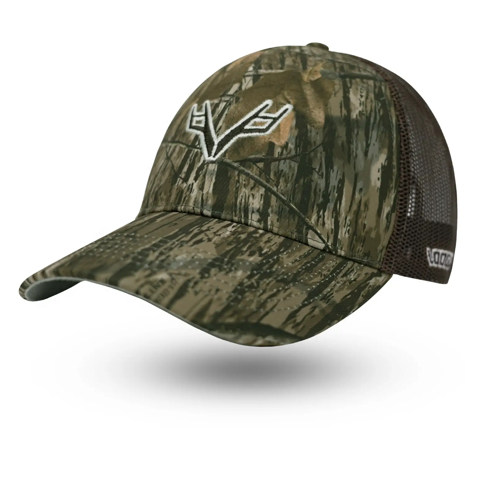 Camouflage V-Logo Baseball Cap with Pink Mesh Back