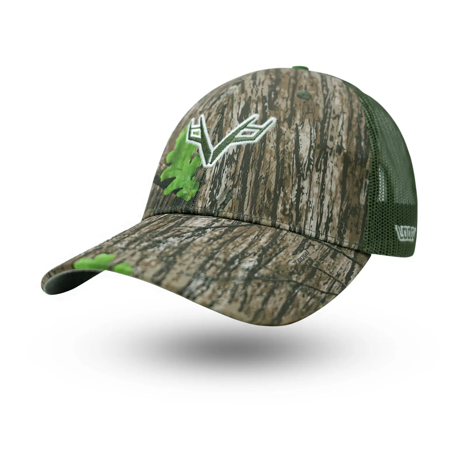 Camouflage V-Logo Baseball Cap with Pink Mesh Back
