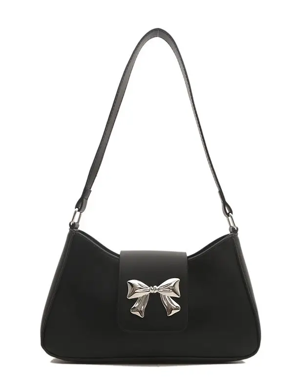Women's Brown Textured Shoulder Bag with Bow Decor - Image 11
