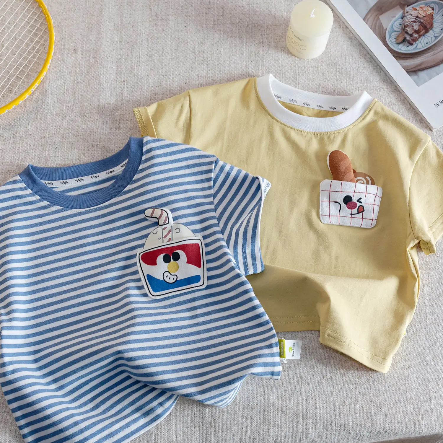 Boys Striped Cartoon T-Shirt Blue White 2025 - Image 4