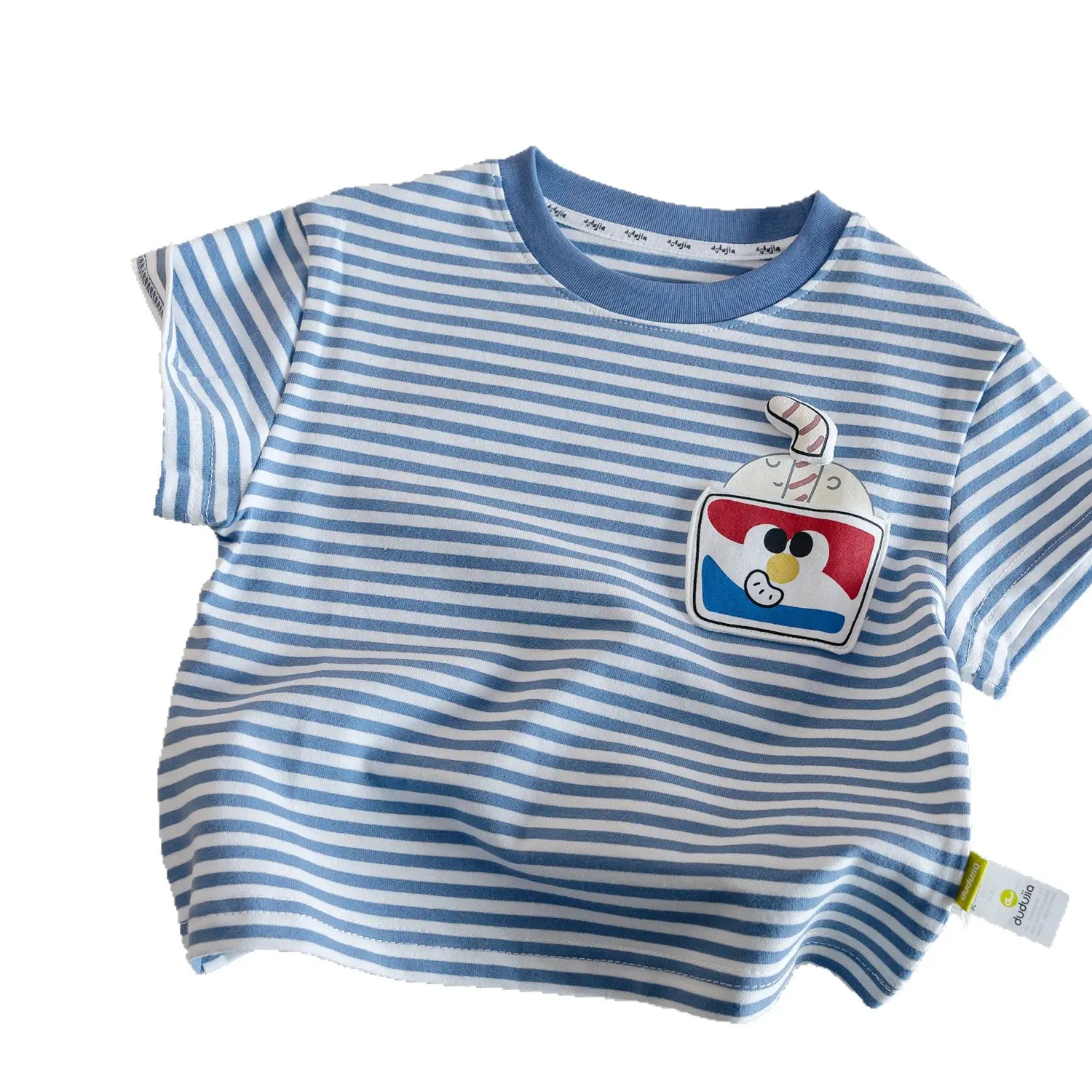 Boys Striped Cartoon T-Shirt Blue White 2025 - Image 5