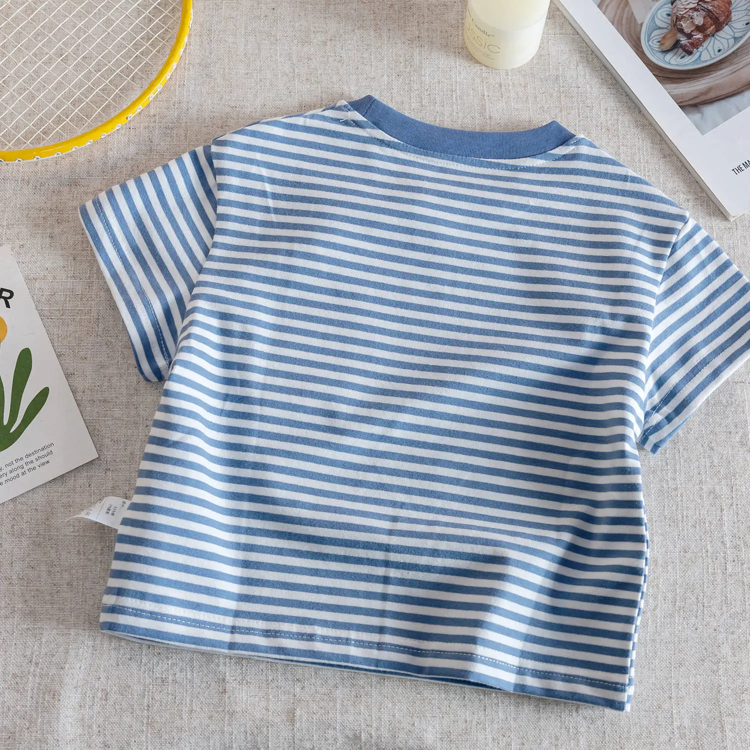 Boys Striped Cartoon T-Shirt Blue White 2025 — feature 5