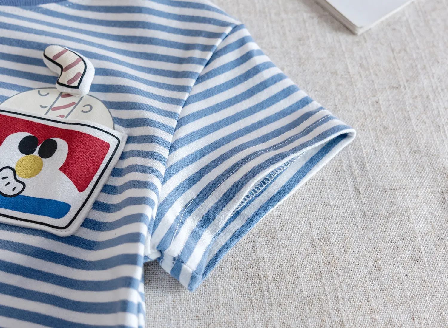 Boys Striped Cartoon T-Shirt Blue White 2025 — feature 8