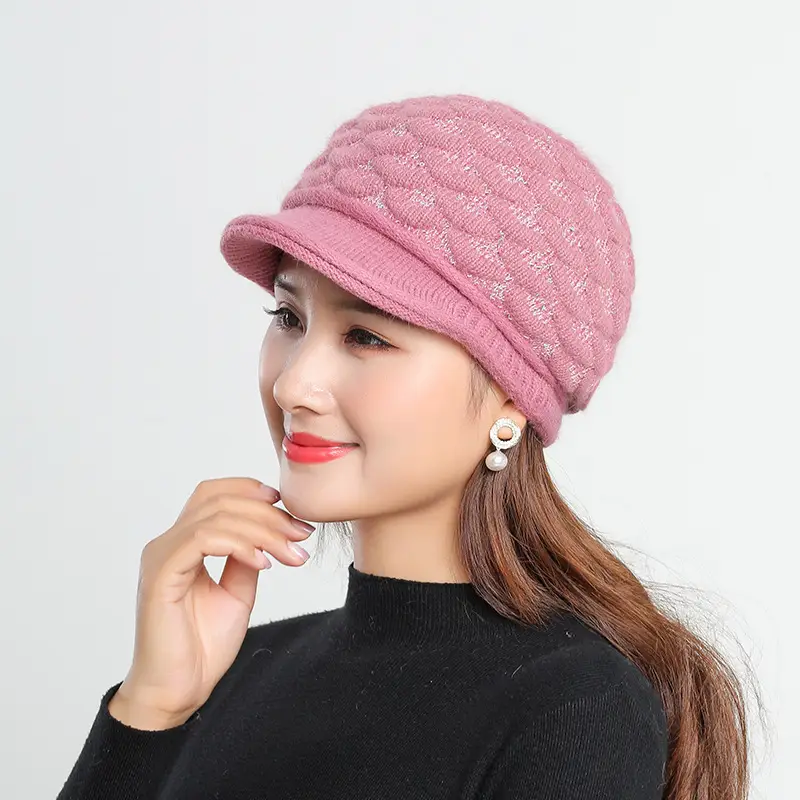 New Women's Knitted Peaked Cap with Velvet Scarf - Image 12