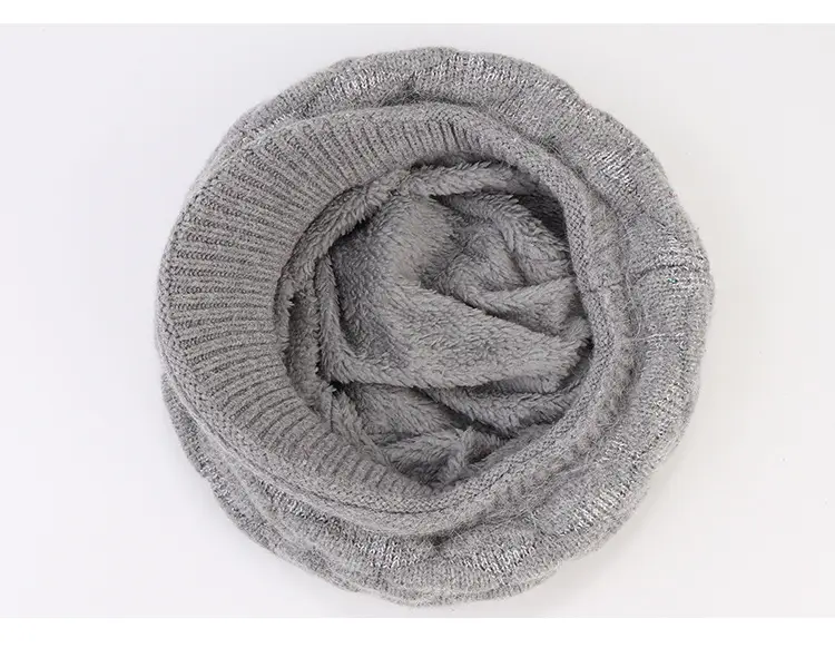 New Women's Knitted Peaked Cap with Velvet Scarf — feature 13