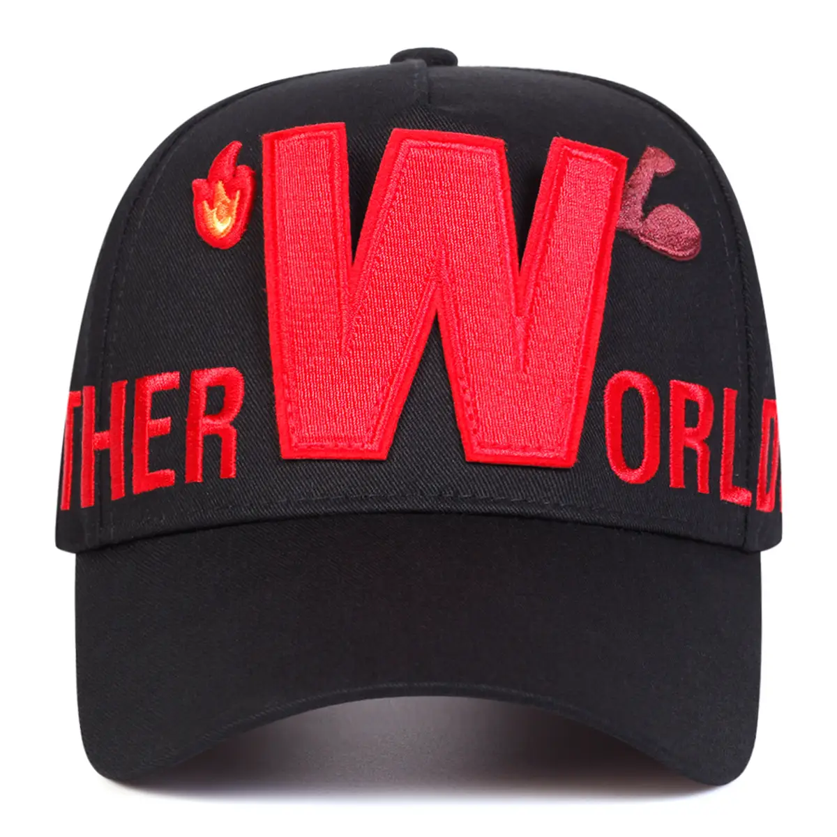 Red "WORLDLY" Cap for Women Men Baseball Cap - Image 5