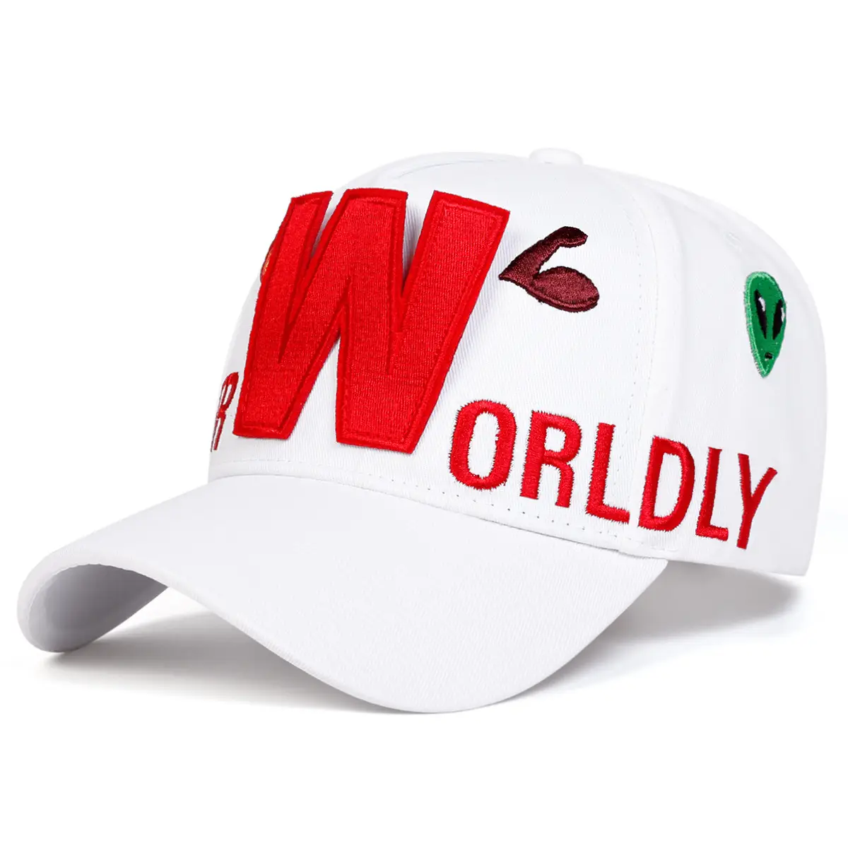 Red "WORLDLY" Cap for Women Men Baseball Cap - Image 6