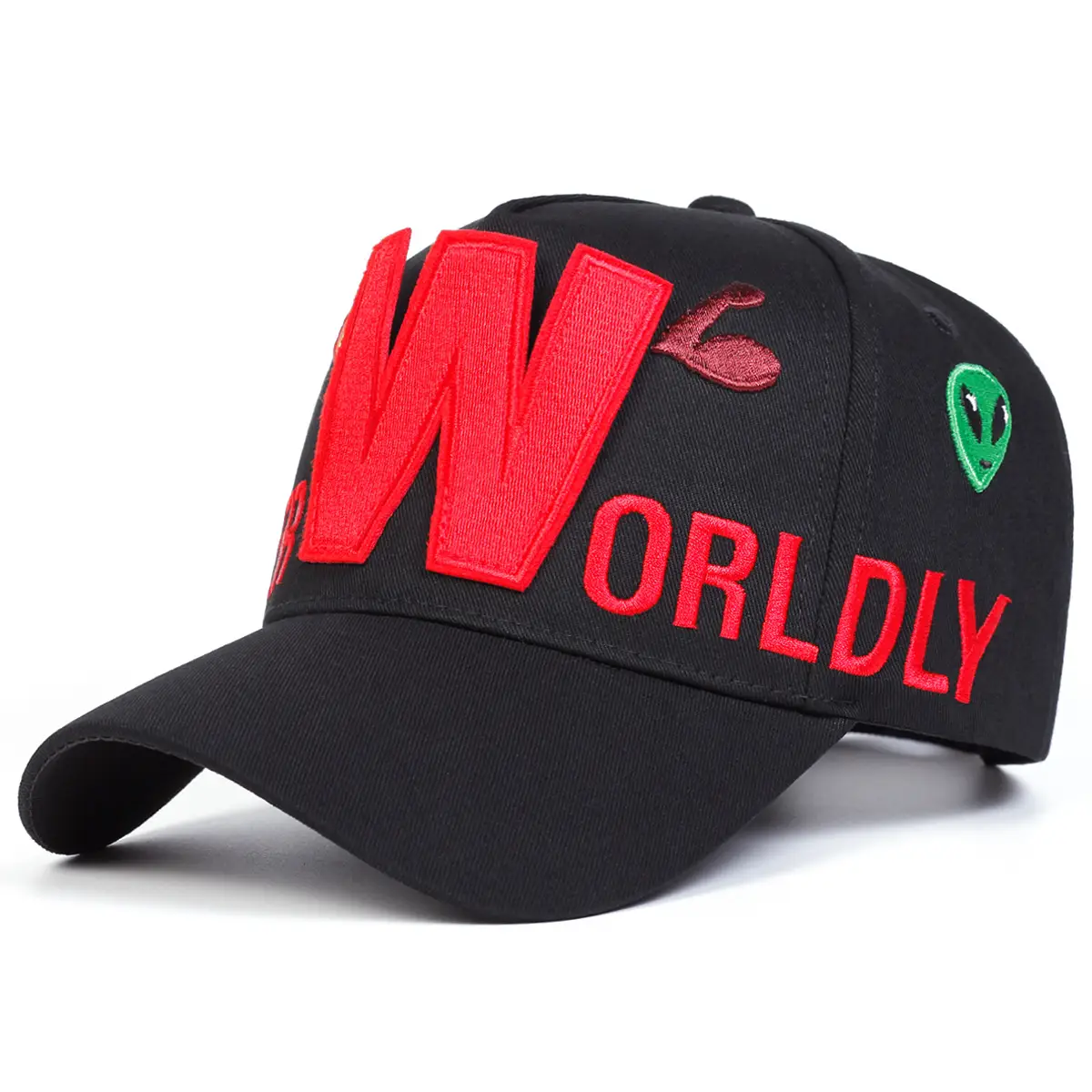 Red "WORLDLY" Cap for Women Men Baseball Cap - Image 7