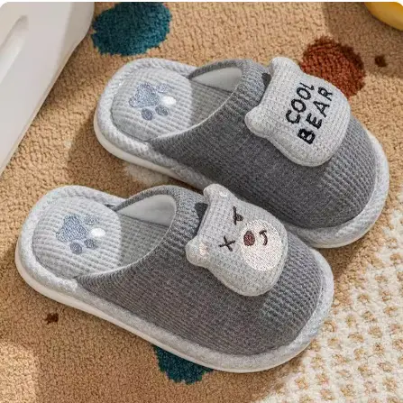 Baby Cotton Slippers Cute Children's Cotton Slippers 1-3 Years Old Winter Warm Shoes Non-Slip Lightweight Cartoon Girls' Slippers Wholesale