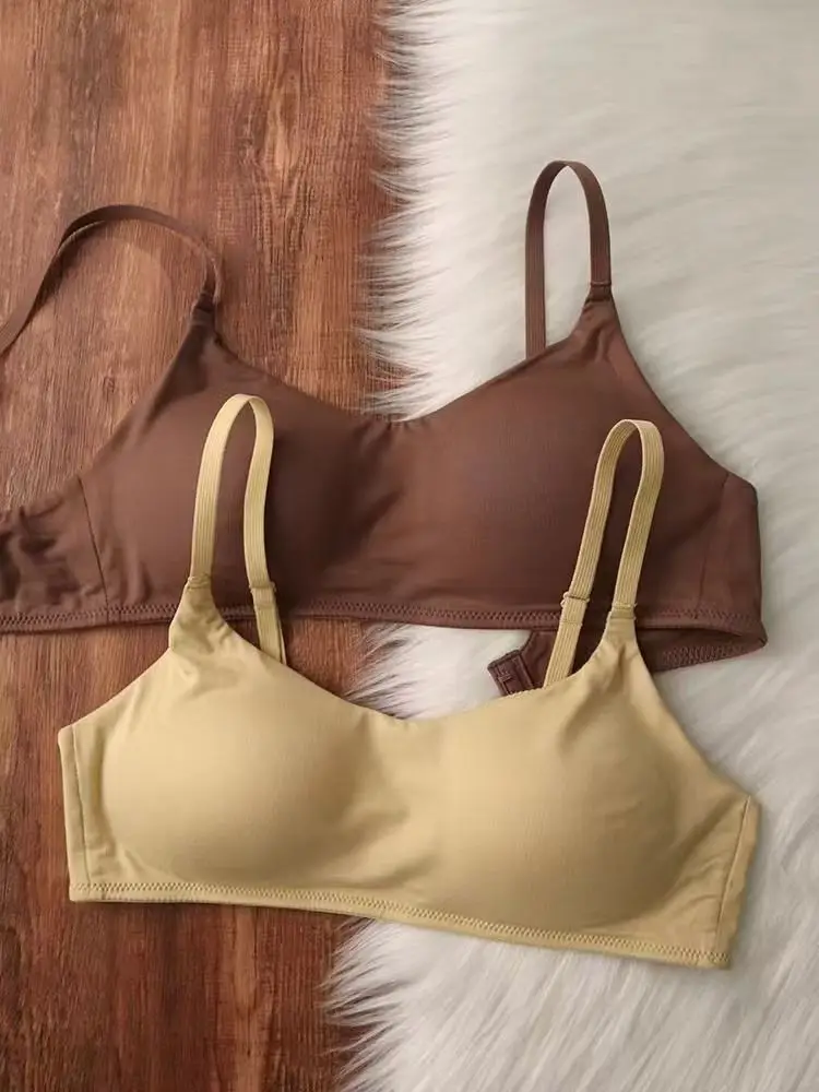 Japanese-Style Women's Underwear for Spring and Autumn, Small Chest Push-Up Anti-Sagging Color Bandeau Seamless Simple Sexy Beautiful Back Bra — feature 9