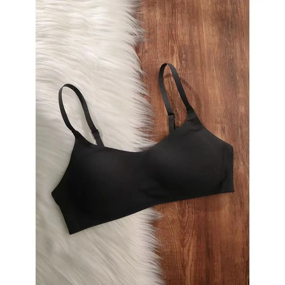 Japanese-Style Women's Underwear for Spring and Autumn, Small Chest Push-Up Anti-Sagging Color Bandeau Seamless Simple Sexy Beautiful Back Bra