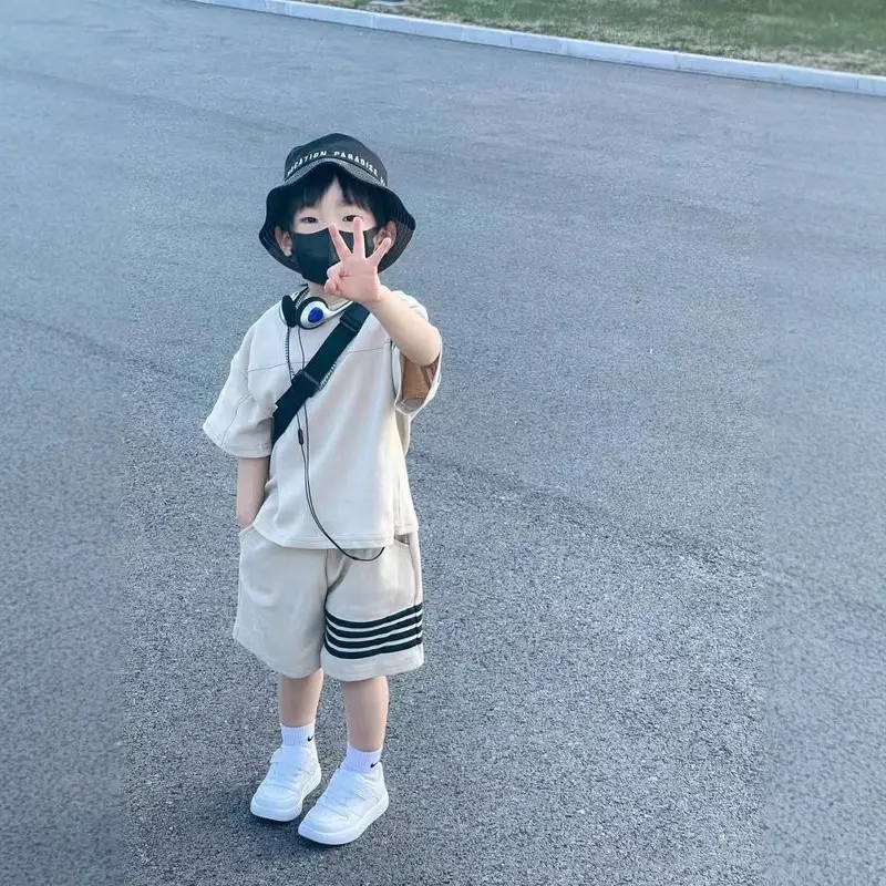 Pink Korean Style Kids Shorts Set Summer Casual Two-Piece - Image 6