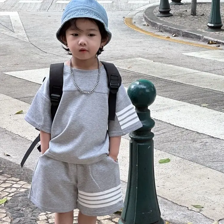 Pink Korean Style Kids Shorts Set Summer Casual Two-Piece - Image 8