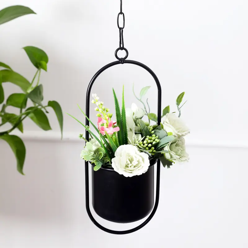 Cross-Border American-Style Golden Iron Hanging Basket Home Balcony Creative Hanging Pot for Green Plants and Succulents Hanging Pot Flower Pot