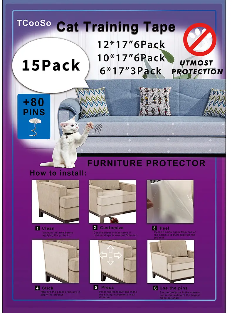 Furniture Sofa Protector Anti-Cat Scratch Pvc Transparent Removable Adhesive Matte Cat-Resistant Toy Wholesale — feature 20