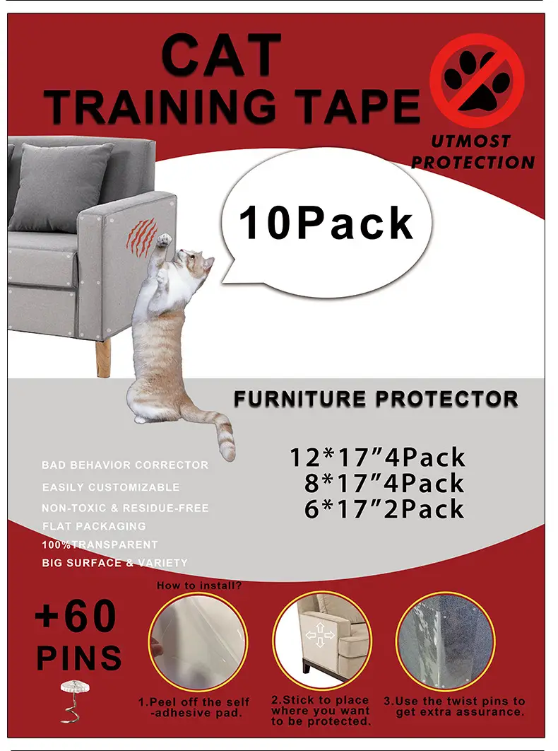 Furniture Sofa Protector Anti-Cat Scratch Pvc Transparent Removable Adhesive Matte Cat-Resistant Toy Wholesale — feature 21