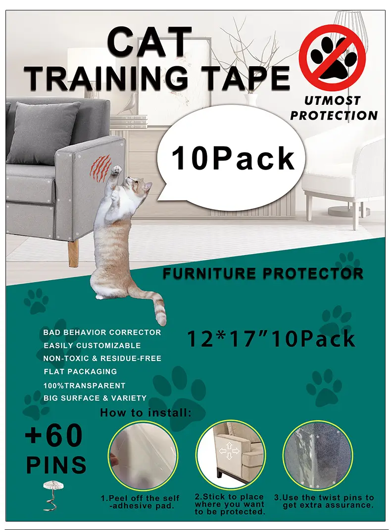 Furniture Sofa Protector Anti-Cat Scratch Pvc Transparent Removable Adhesive Matte Cat-Resistant Toy Wholesale — feature 23