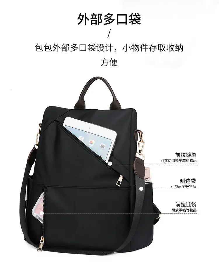 Black Large Capacity Women's Travel Backpack — feature 11