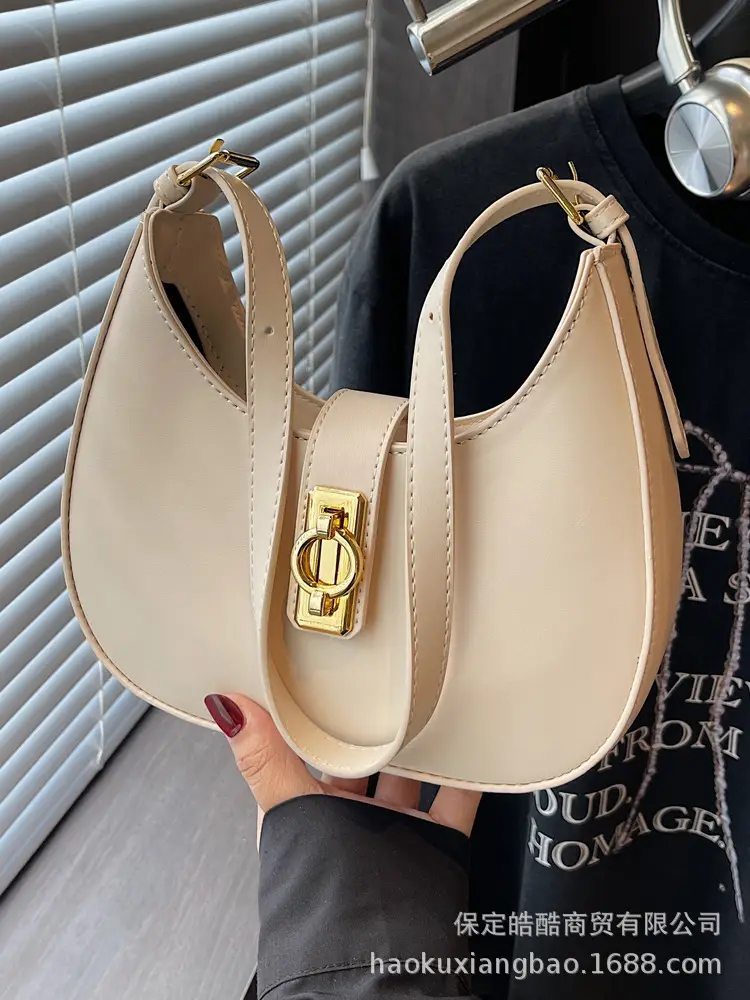 Women's Large Capacity Underarm Bag Brown Leather - Image 3