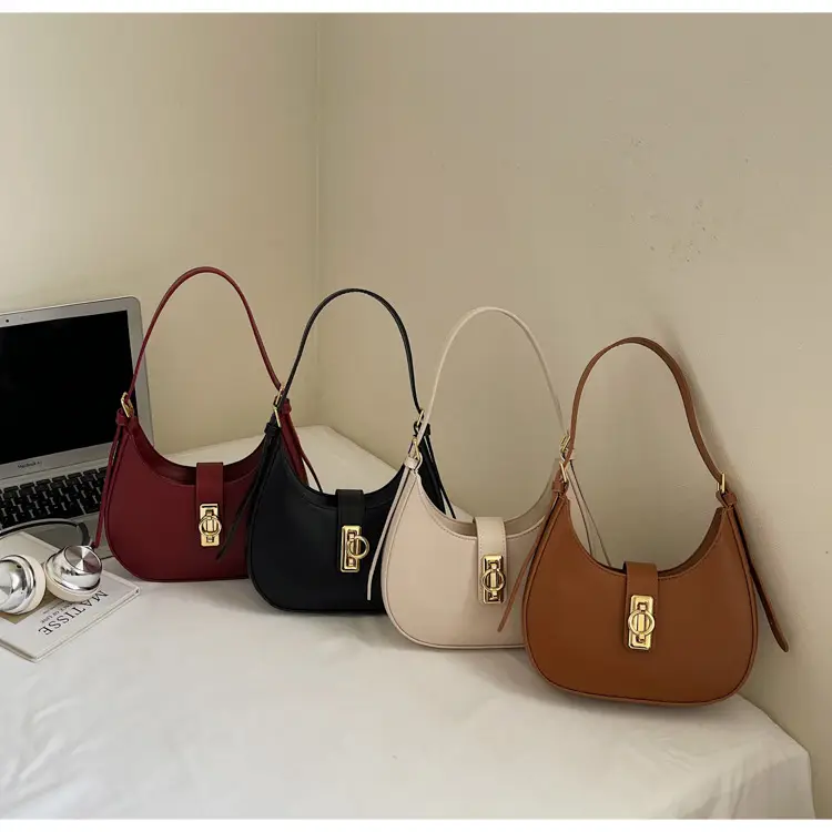 Women's Large Capacity Underarm Bag Brown Leather — feature 14