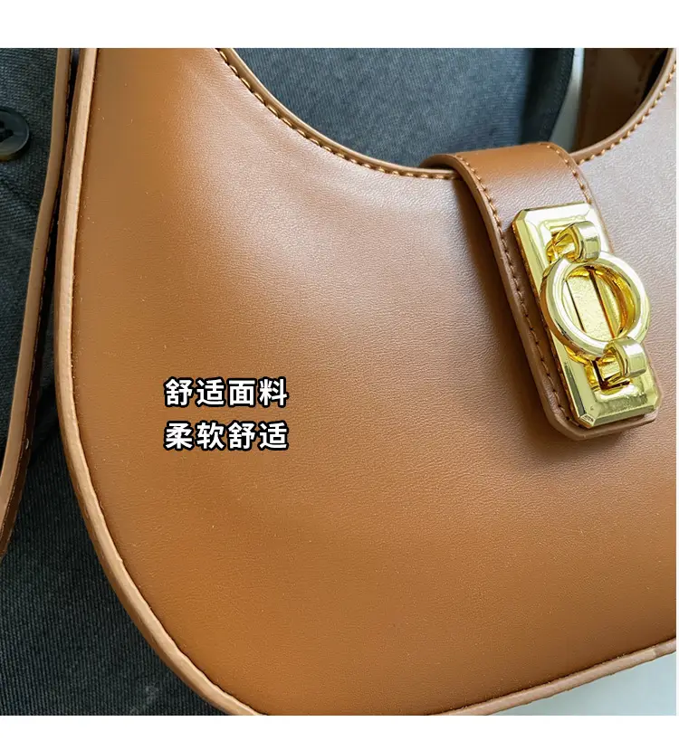 Women's Large Capacity Underarm Bag Brown Leather — feature 6