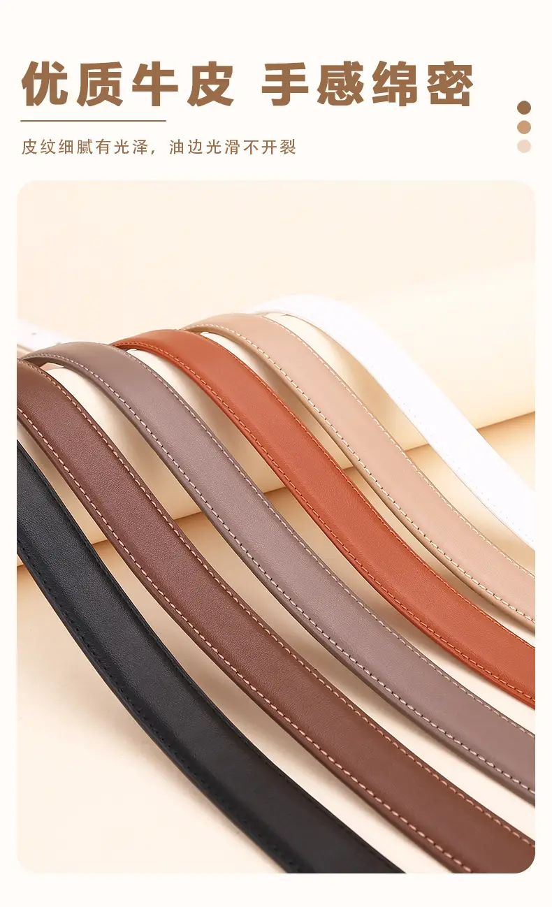 Women's Brown Leather Belt with Gold Buckle — feature 9