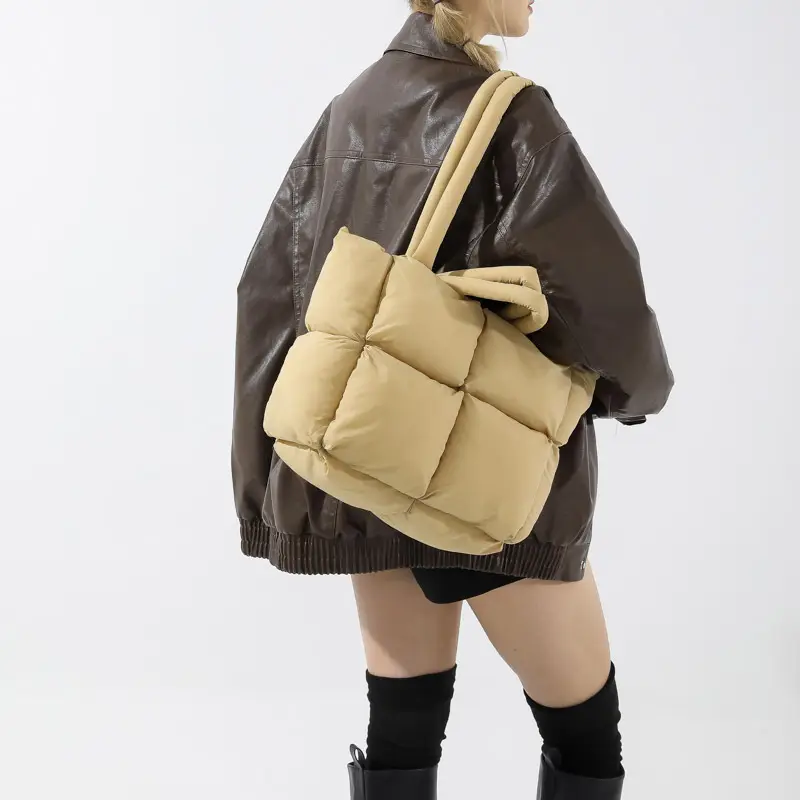 Beige Puffy Women's Large Tote Bag Luggage - Image 10