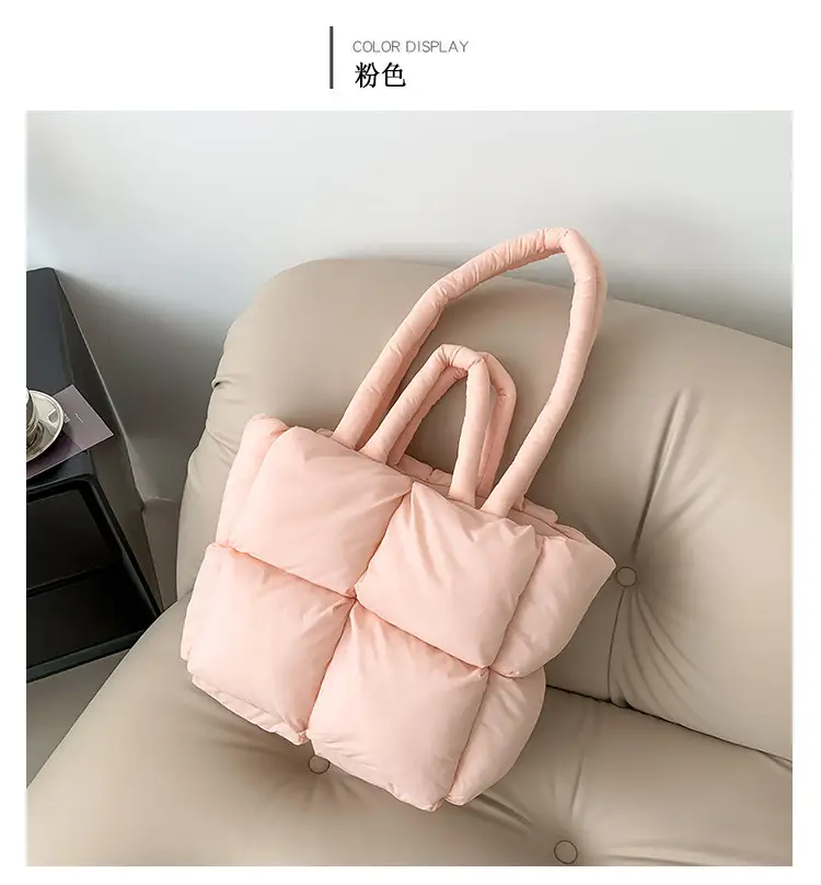 Beige Puffy Women's Large Tote Bag Luggage — feature 18