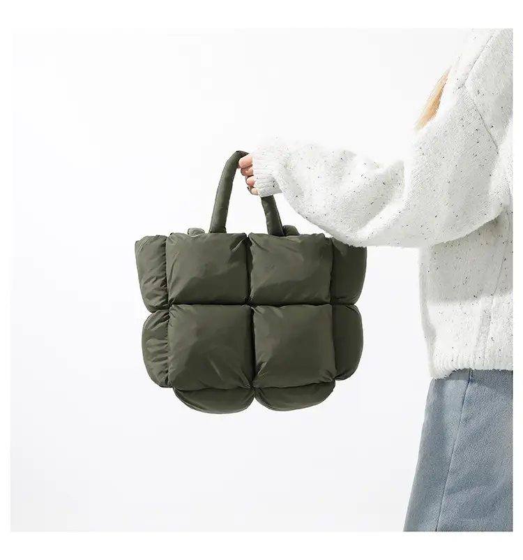 Beige Puffy Women's Large Tote Bag Luggage — feature 19