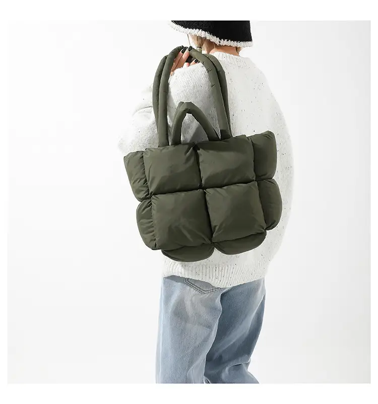 Beige Puffy Women's Large Tote Bag Luggage — feature 20