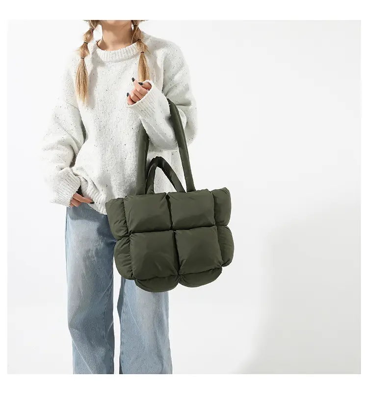 Beige Puffy Women's Large Tote Bag Luggage — feature 21