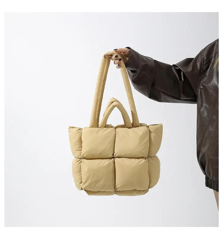Beige Puffy Women's Large Tote Bag Luggage — feature 22