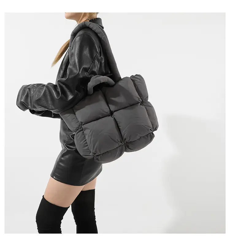 Beige Puffy Women's Large Tote Bag Luggage — feature 28
