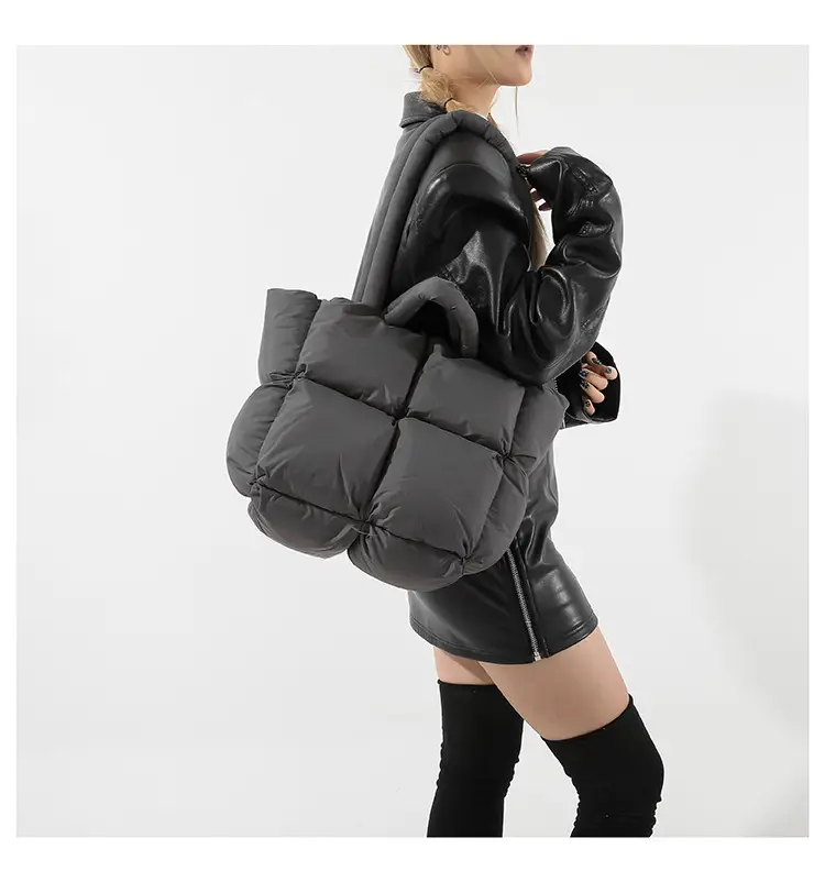 Beige Puffy Women's Large Tote Bag Luggage — feature 30