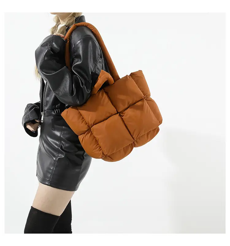 Beige Puffy Women's Large Tote Bag Luggage — feature 33
