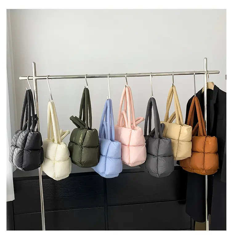 Beige Puffy Women's Large Tote Bag Luggage — feature 8