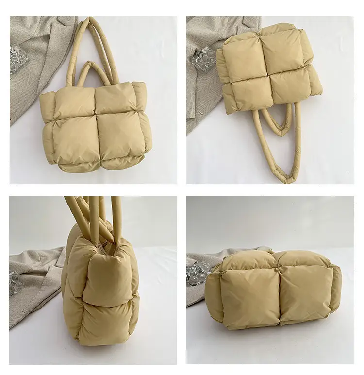Beige Puffy Women's Large Tote Bag Luggage — feature 9