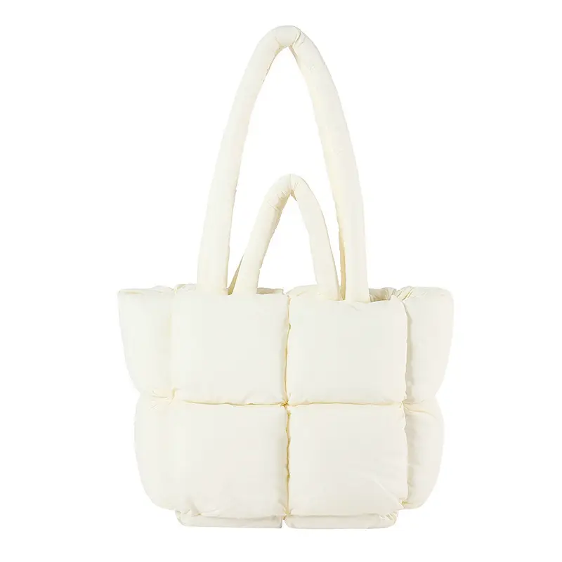 Beige Puffy Women's Large Tote Bag Luggage - Image 2