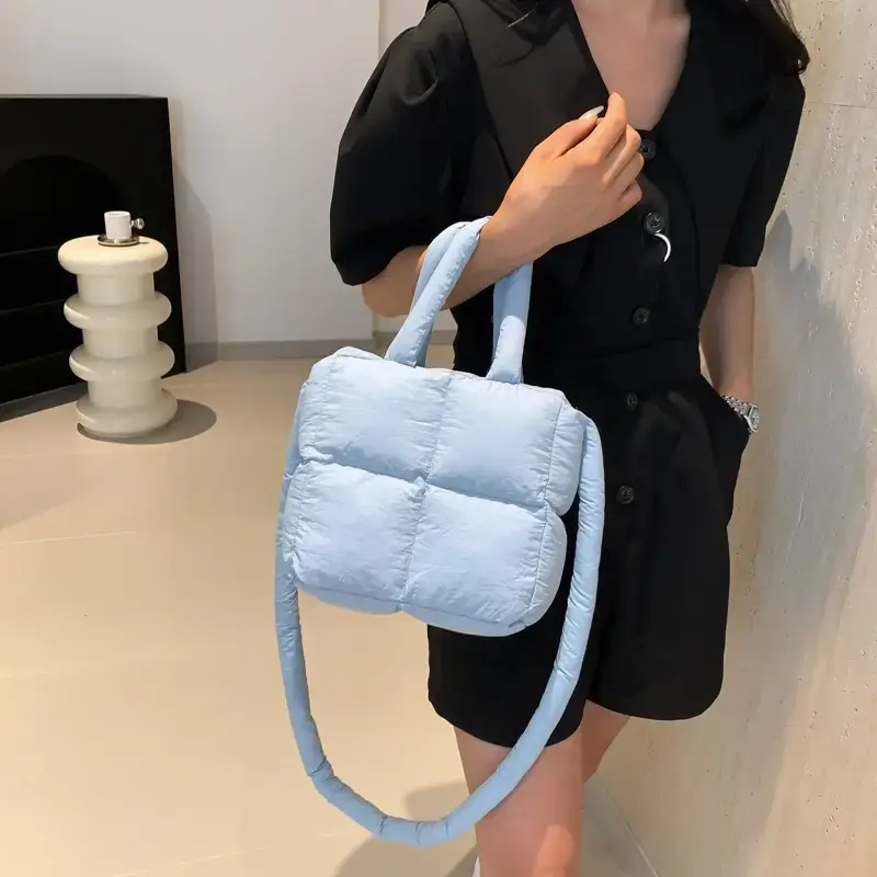 Korean Style Square Cotton Filled Crossbody Bag for Women