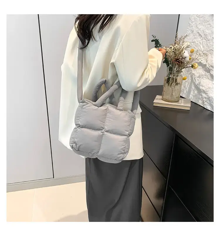 Korean Style Square Cotton Filled Crossbody Bag for Women — feature 19