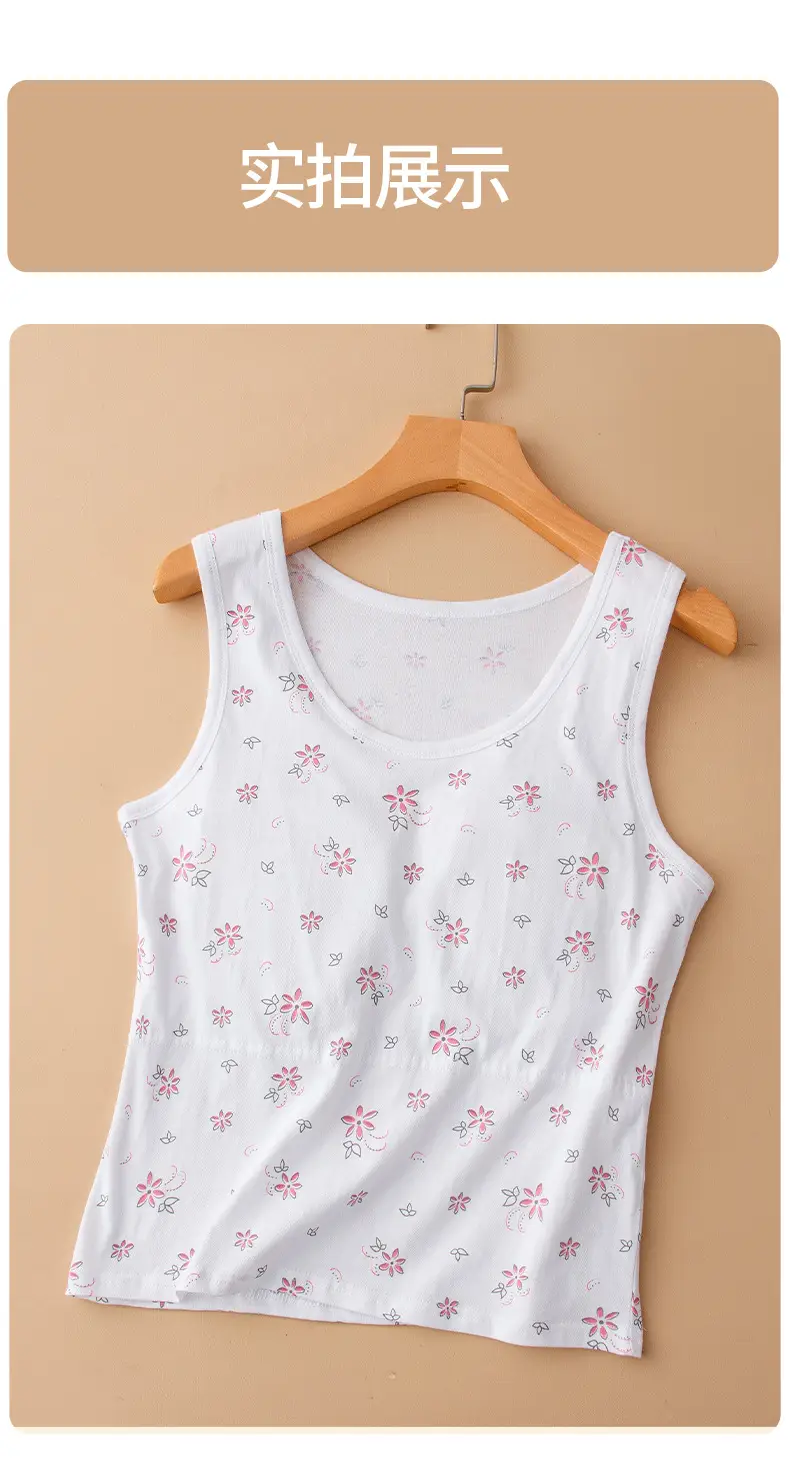 Elderly Women's Pure Cotton Vest, Anti-Bump, Large Size, with Breast Pads, Bra-Free, Mother and Grandma's Bottoming Shirt, Can Be Worn Outside in Summer — feature 20