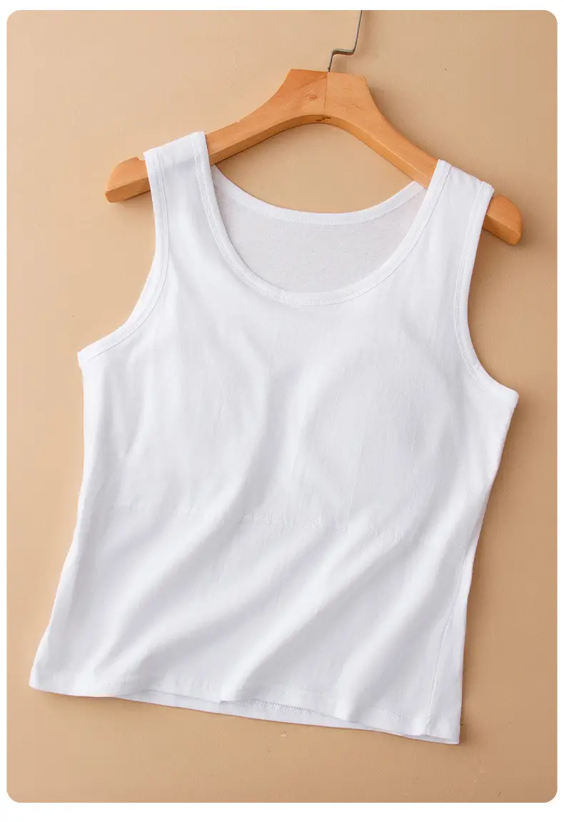 Elderly Women's Pure Cotton Vest, Anti-Bump, Large Size, with Breast Pads, Bra-Free, Mother and Grandma's Bottoming Shirt, Can Be Worn Outside in Summer — feature 21