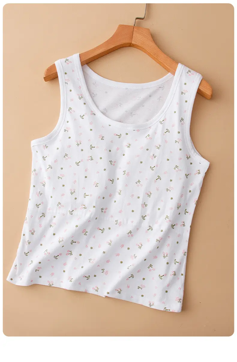 Elderly Women's Pure Cotton Vest, Anti-Bump, Large Size, with Breast Pads, Bra-Free, Mother and Grandma's Bottoming Shirt, Can Be Worn Outside in Summer — feature 22