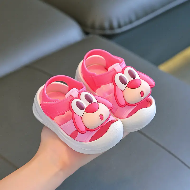 Cartoon Baby Walking Shoes Pink White Non-Slip
