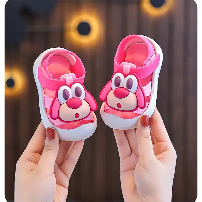 Cartoon Baby Walking Shoes Pink White Non-Slip