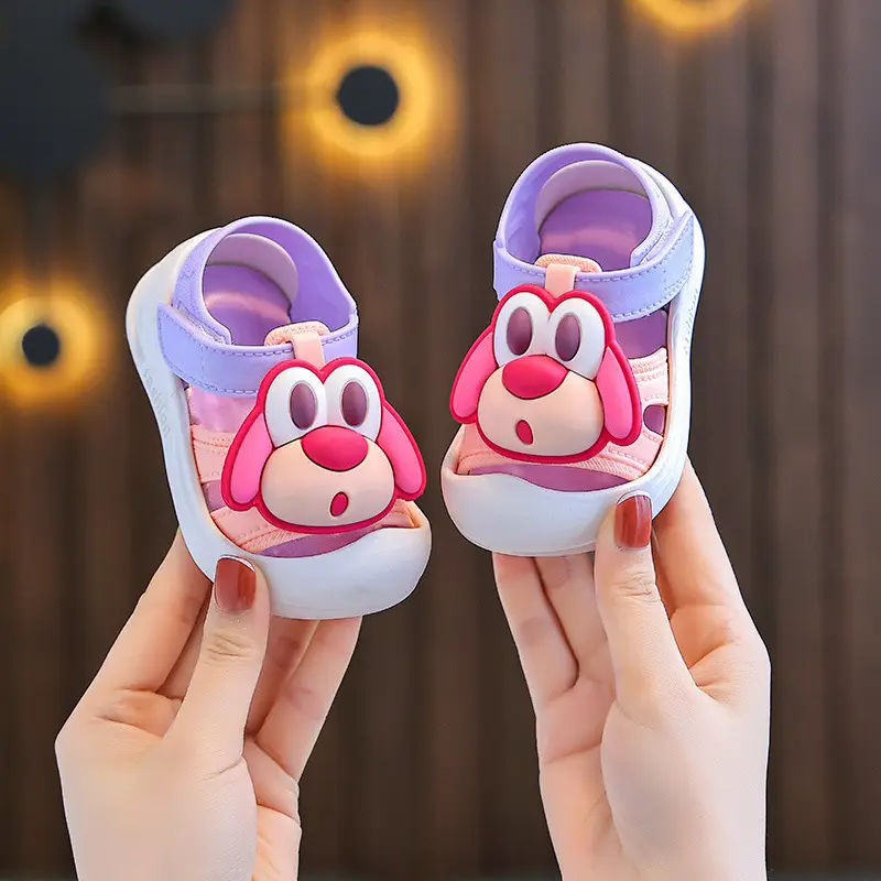 Cartoon Baby Walking Shoes Pink White Non-Slip