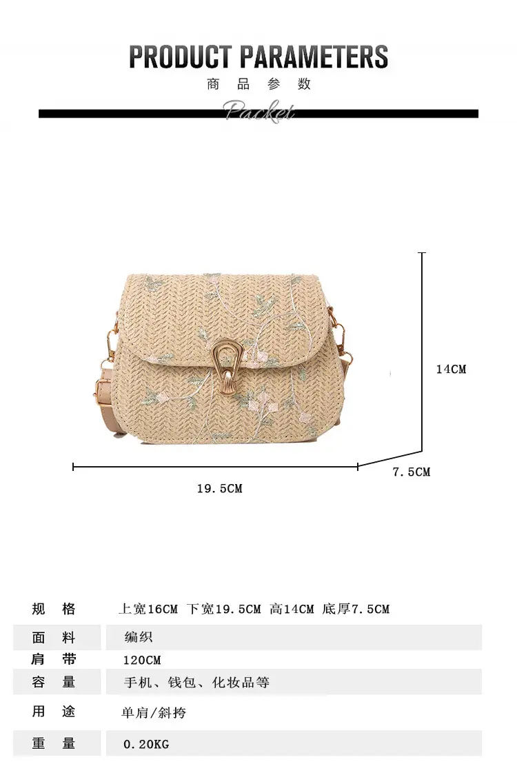 Woven Lace Straw Crossbody Bag for Women 2024 — feature 1
