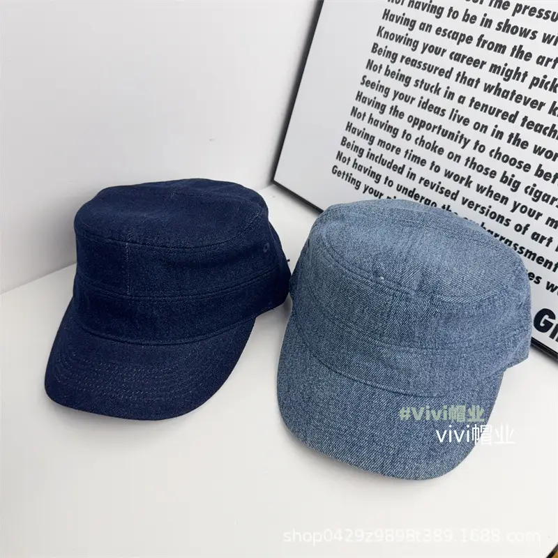 Japanese Denim Duckbill Cap Women Blue Grey - Image 3