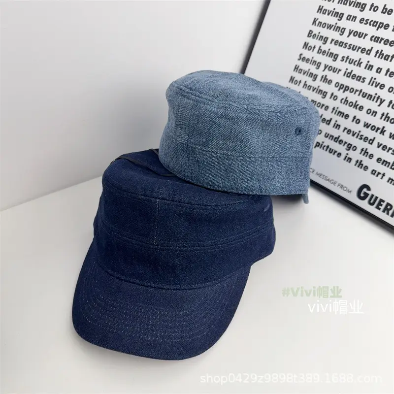 Japanese Denim Duckbill Cap Women Blue Grey - Image 4