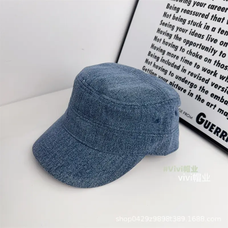 Japanese Denim Duckbill Cap Women Blue Grey - Image 2